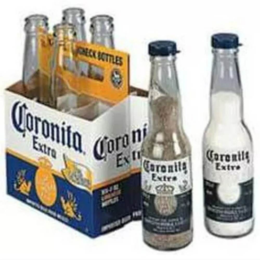 Coronita Corona Cerveza‎ Glass Beer Bottles Salt and Pepper Shaker Set